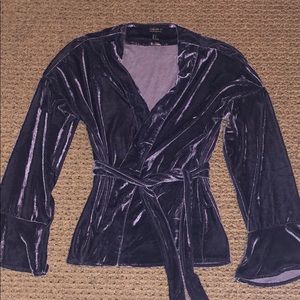 Forever 21 Lavender Wrap Tie Velvet Top